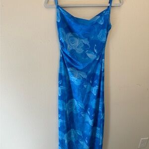 Blue Floral Midi Dress